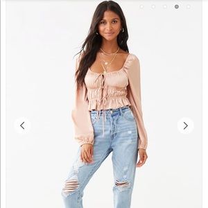 NWT Satin Long Sleeve Crop Top